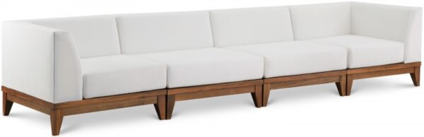 Rio 131" Off White Water Resistant Fabric Upholstered Outdoor Patio 4pc. Modular Sofa