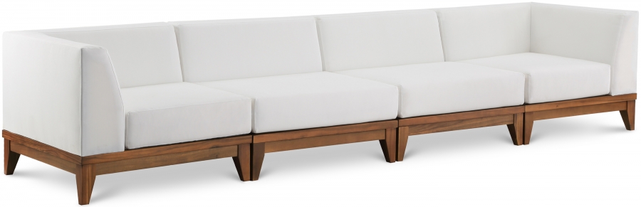 Rio 131" Off White Water Resistant Fabric Upholstered Outdoor Patio 4pc. Modular Sofa