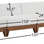 Rio 131" Off White Water Resistant Fabric Upholstered Outdoor Patio 4pc. Modular Sofa