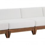 Rio 131" Off White Water Resistant Fabric Upholstered Outdoor Patio 4pc. Modular Sofa