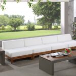 Rio 138" Off White Water Resistant Fabric Upholstered Outdoor Patio 4pc. Armless Modular Sofa