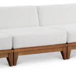 Rio 138" Off White Water Resistant Fabric Upholstered Outdoor Patio 4pc. Armless Modular Sofa