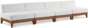 Rio 138" Off White Water Resistant Fabric Upholstered Outdoor Patio 4pc. Armless Modular Sofa