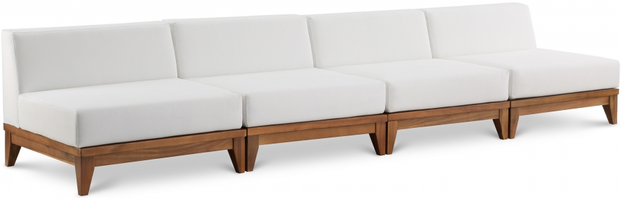 Rio 138" Off White Water Resistant Fabric Upholstered Outdoor Patio 4pc. Armless Modular Sofa