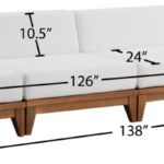 Rio 138" Off White Water Resistant Fabric Upholstered Outdoor Patio 4pc. Armless Modular Sofa