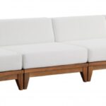 Rio 138" Off White Water Resistant Fabric Upholstered Outdoor Patio 4pc. Armless Modular Sofa