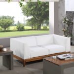 Rio 62" Off White Water Resistant Fabric Upholstered Outdoor Patio 2pc. Modular Loveseat