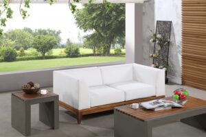 Rio 62" Off White Water Resistant Fabric Upholstered Outdoor Patio 2pc. Modular Loveseat