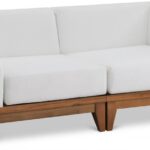 Rio 62" Off White Water Resistant Fabric Upholstered Outdoor Patio 2pc. Modular Loveseat