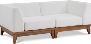 Rio 62" Off White Water Resistant Fabric Upholstered Outdoor Patio 2pc. Modular Loveseat