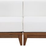 Rio 62" Off White Water Resistant Fabric Upholstered Outdoor Patio 2pc. Modular Loveseat