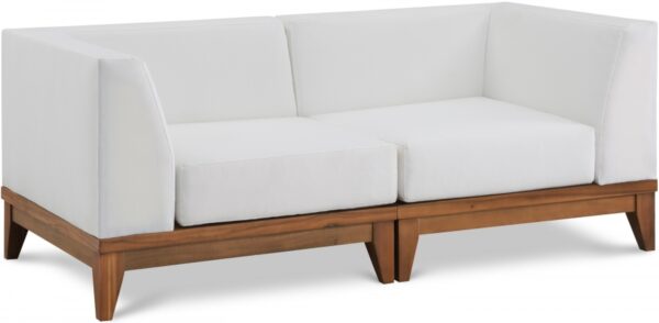 Rio 62" Off White Water Resistant Fabric Upholstered Outdoor Patio 2pc. Modular Loveseat