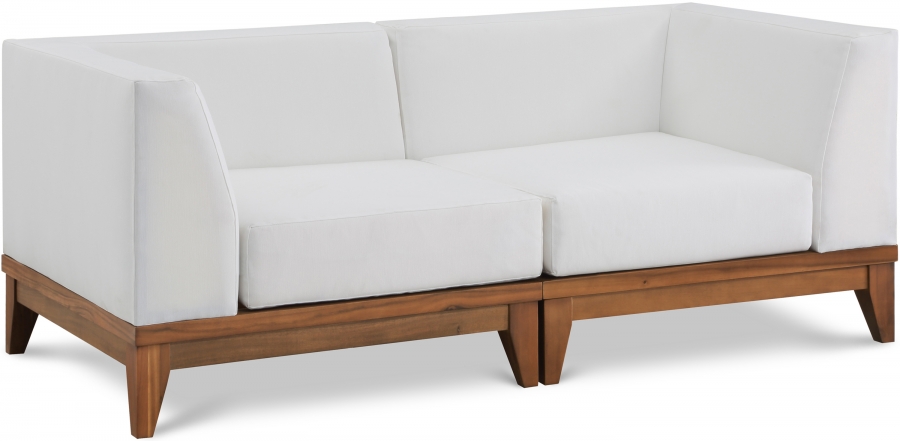 Rio 62" Off White Water Resistant Fabric Upholstered Outdoor Patio 2pc. Modular Loveseat