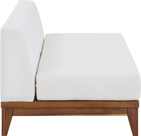 Rio 69" Off White Water Resistant Fabric Upholstered Outdoor Patio 2pc. Armless Modular Loveseat