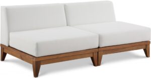 Rio 69" Off White Water Resistant Fabric Upholstered Outdoor Patio 2pc. Armless Modular Loveseat