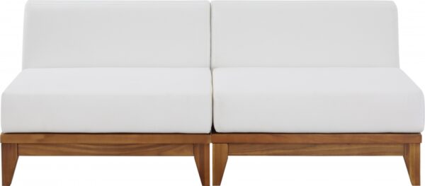 Rio 69" Off White Water Resistant Fabric Upholstered Outdoor Patio 2pc. Armless Modular Loveseat