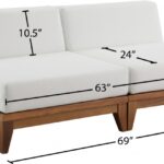 Rio 69" Off White Water Resistant Fabric Upholstered Outdoor Patio 2pc. Armless Modular Loveseat