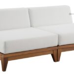 Rio 69" Off White Water Resistant Fabric Upholstered Outdoor Patio 2pc. Armless Modular Loveseat