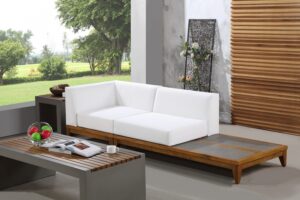 Rio 94" Off White Water Resistant Fabric Upholstered Outdoor Patio 2pc. Modular Loveseat