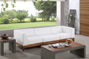 Rio 96.5" Off White Water Resistant Fabric Upholstered Outdoor Patio 3pc. Modular Sofa