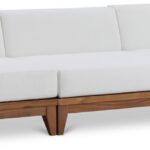 Rio 96.5" Off White Water Resistant Fabric Upholstered Outdoor Patio 3pc. Modular Sofa