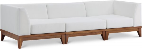 Rio 96.5" Off White Water Resistant Fabric Upholstered Outdoor Patio 3pc. Modular Sofa