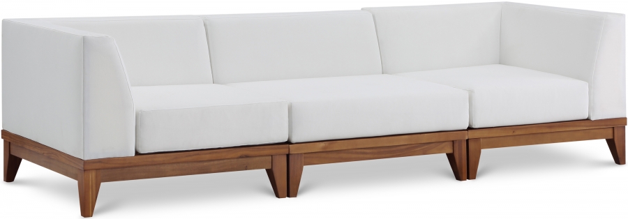 Rio 96.5" Off White Water Resistant Fabric Upholstered Outdoor Patio 3pc. Modular Sofa