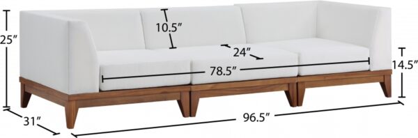Rio 96.5" Off White Water Resistant Fabric Upholstered Outdoor Patio 3pc. Modular Sofa