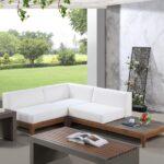 Rio 94" Off White Water Resistant Fabric Upholstered Outdoor Patio 3pc. Modular Sectional