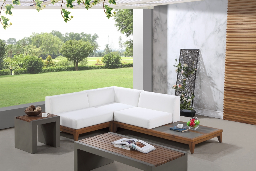 Rio 94" Off White Water Resistant Fabric Upholstered Outdoor Patio 3pc. Modular Sectional