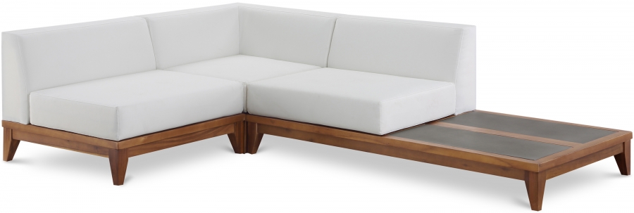 Rio 94" Off White Water Resistant Fabric Upholstered Outdoor Patio 3pc. Modular Sectional