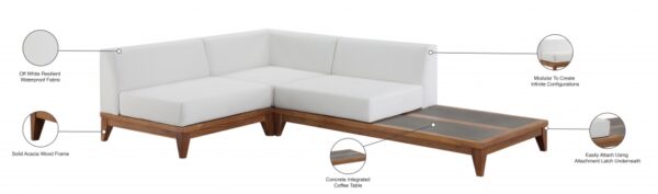 Rio 94" Off White Water Resistant Fabric Upholstered Outdoor Patio 3pc. Modular Sectional