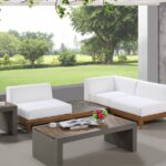 Rio 94" Off White Water Resistant Fabric Upholstered Outdoor Patio 3pc. Modular Sectional