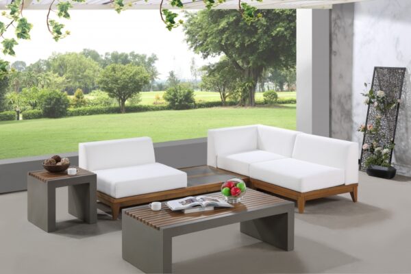 Rio 94" Off White Water Resistant Fabric Upholstered Outdoor Patio 3pc. Modular Sectional