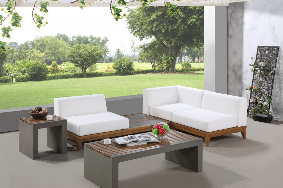 Rio 94" Off White Water Resistant Fabric Upholstered Outdoor Patio 3pc. Modular Sectional