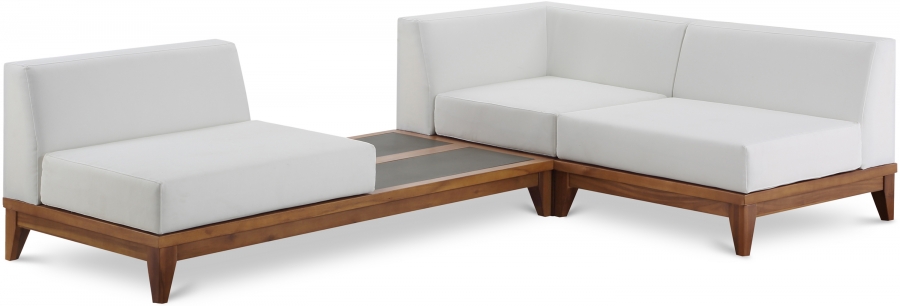 Rio 94" Off White Water Resistant Fabric Upholstered Outdoor Patio 3pc. Modular Sectional