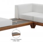 Rio 94" Off White Water Resistant Fabric Upholstered Outdoor Patio 3pc. Modular Sectional