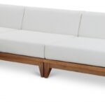 Rio 128.5" Off White Water Resistant Fabric Upholstered Outdoor Patio 4pc. Modular Sectional