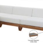 Rio 128.5" Off White Water Resistant Fabric Upholstered Outdoor Patio 4pc. Modular Sectional