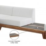 Rio 128.5" Off White Water Resistant Fabric Upholstered Outdoor Patio 4pc. Modular Sectional
