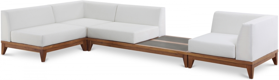 Rio 125" Off White Water Resistant Fabric Upholstered Outdoor Patio 4pc. Modular Sectional