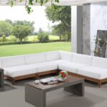 Rio 100" Off White Water Resistant Fabric Upholstered Outdoor Patio 5pc. Modular Sectional
