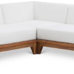 Rio 100" Off White Water Resistant Fabric Upholstered Outdoor Patio 5pc. Modular Sectional