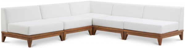 Rio 100" Off White Water Resistant Fabric Upholstered Outdoor Patio 5pc. Modular Sectional
