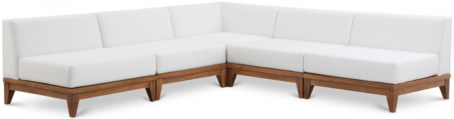 Rio 100" Off White Water Resistant Fabric Upholstered Outdoor Patio 5pc. Modular Sectional