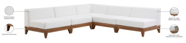 Rio 100" Off White Water Resistant Fabric Upholstered Outdoor Patio 5pc. Modular Sectional