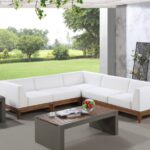 Rio 96.5" Off White Water Resistant Fabric Upholstered Outdoor Patio 5pc. Modular Sectional