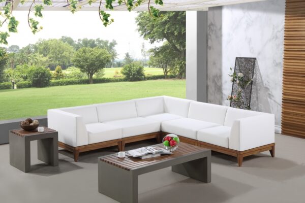 Rio 96.5" Off White Water Resistant Fabric Upholstered Outdoor Patio 5pc. Modular Sectional