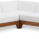 Rio 96.5" Off White Water Resistant Fabric Upholstered Outdoor Patio 5pc. Modular Sectional