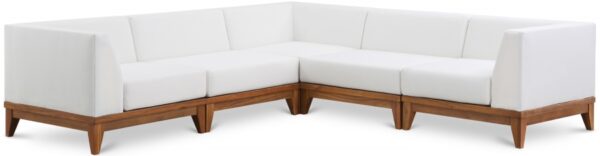Rio 96.5" Off White Water Resistant Fabric Upholstered Outdoor Patio 5pc. Modular Sectional